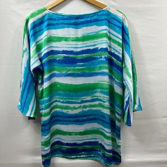Ralph Lauren Blue Green Silk Tunic Long Sleeve Top, M - Picture 3 of 12